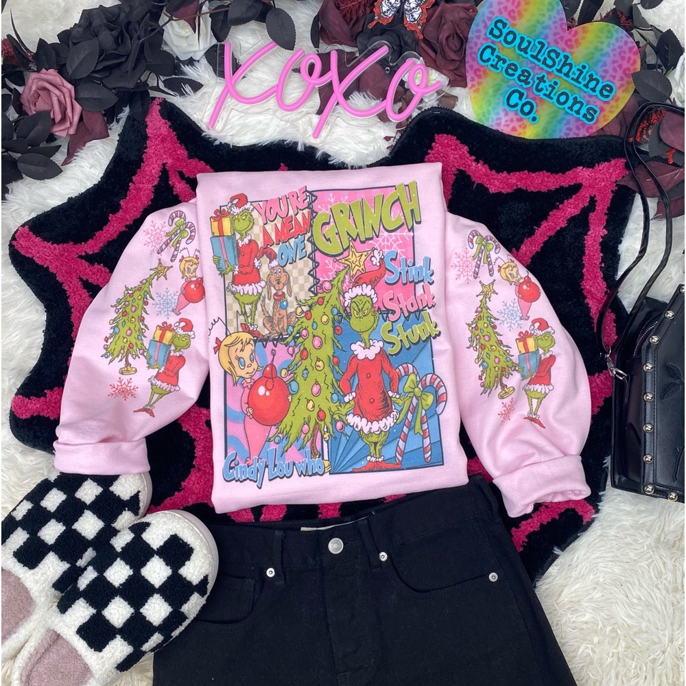 You’re a Mean One Grinch Christmas Pink Sweater